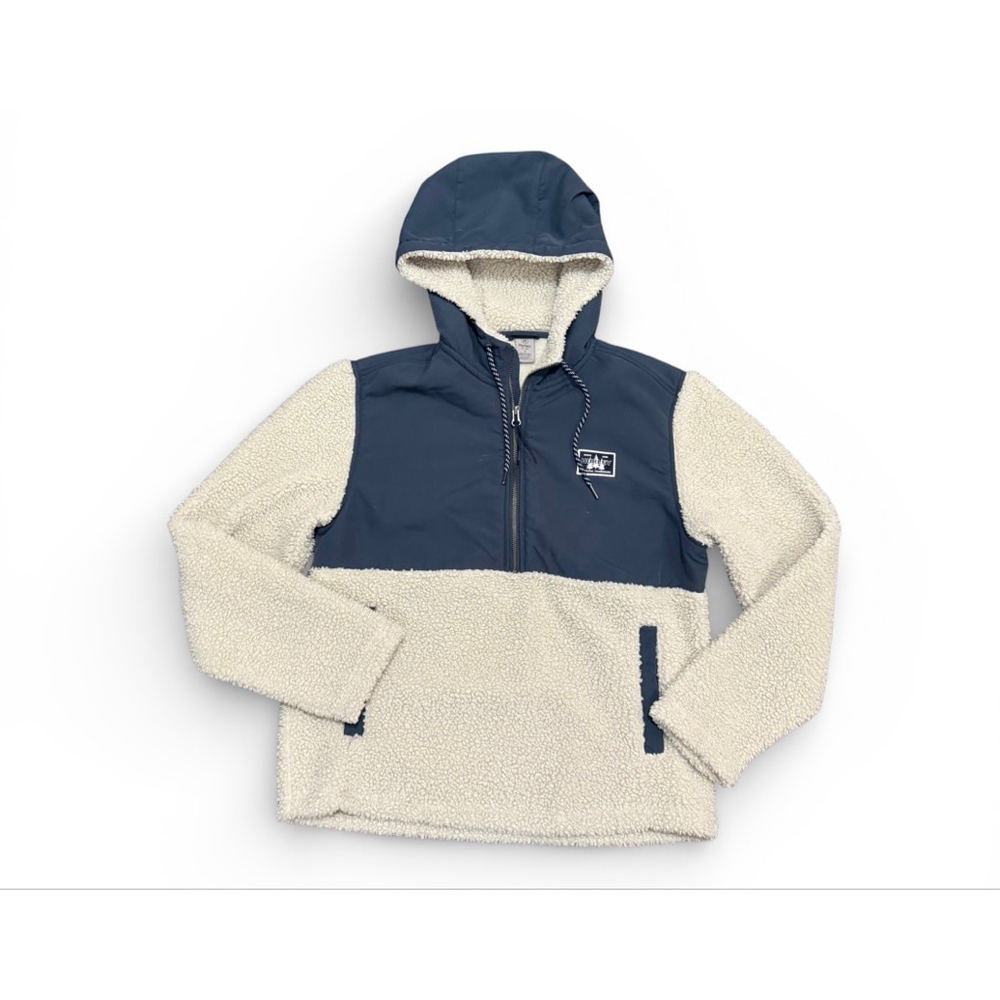 Hurley Men's Long Sleeve Half Zip Sherpa Anorak Hoodie Cream/Blue Sz S - Picture 5 of 8